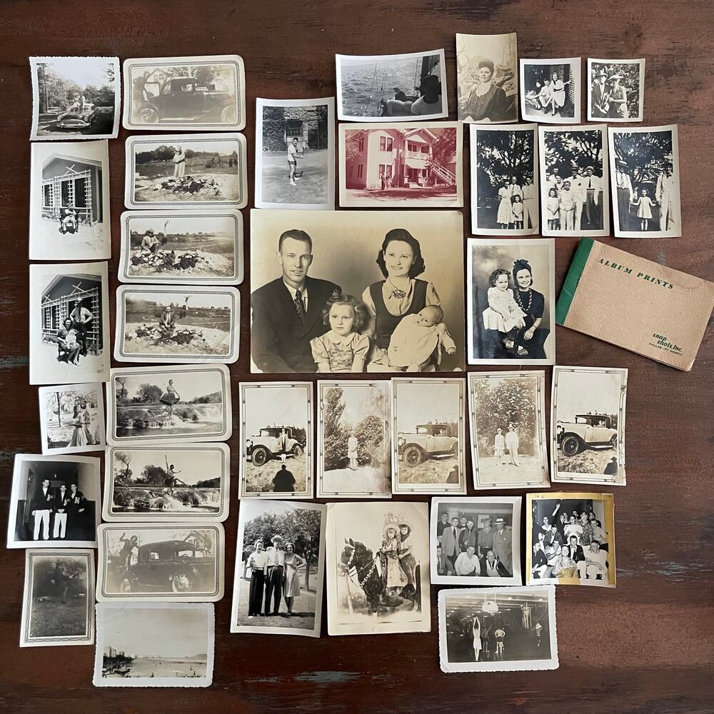 VINTAGE BW 1930's Daily Life Photograph Antique Lot of 36 Photos